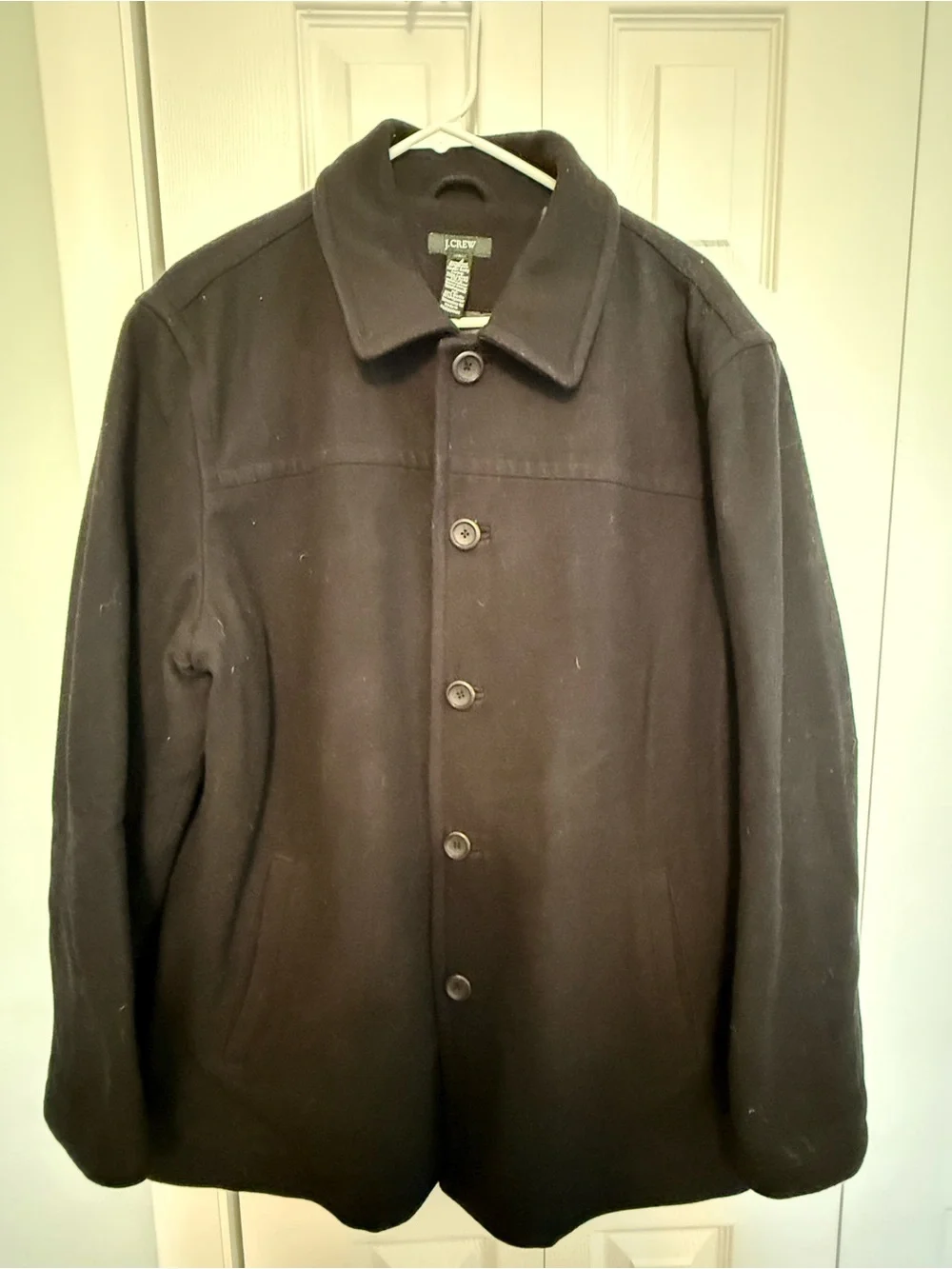 Men’s J.Crew Black Single-breasted Wool-Blend Car Coat